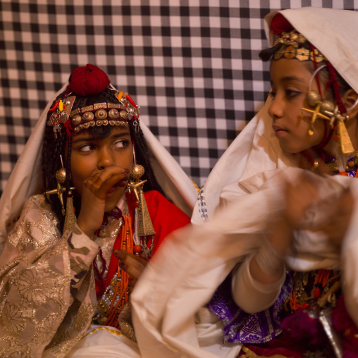 Tuareg girls in traditional clothing, Tripolitania, Ghadames, Libya