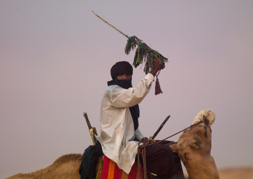 Tuareg man riding his camel, Tripolitania, Ghadames, Libya