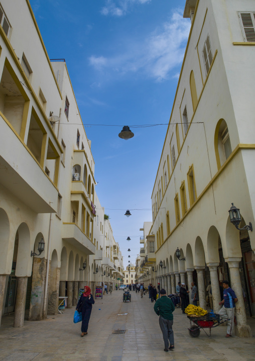 Italian buildings in omar al mukhtar street, Cyrenaica, Benghazi, Libya