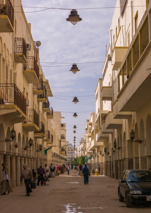 Italian buildings in omar al mukhtar street, Cyrenaica, Benghazi, Libya