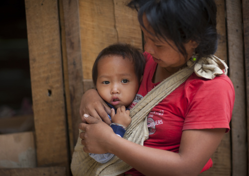 Khmu minority mother and baby, Xieng khouang, Laos