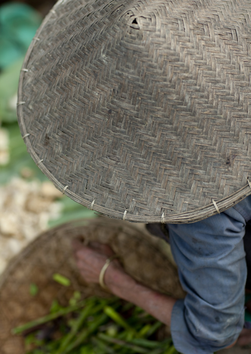 Khmu woman conical hat, Luang namtha, Laos