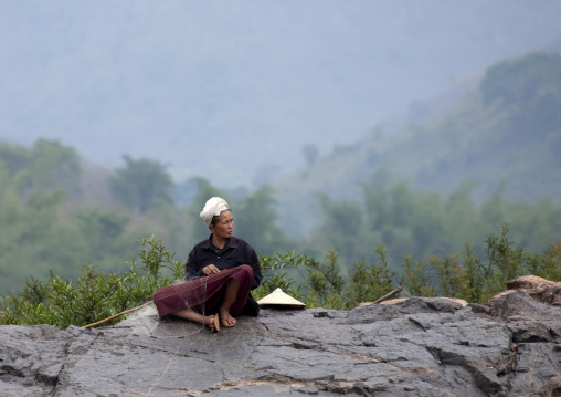 Fisherman on mekong river, Luang prabang, Laos