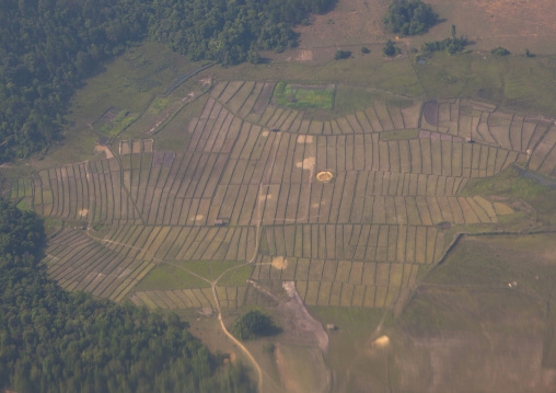 Aerial view of bombs craters, Phonsavan, Laos