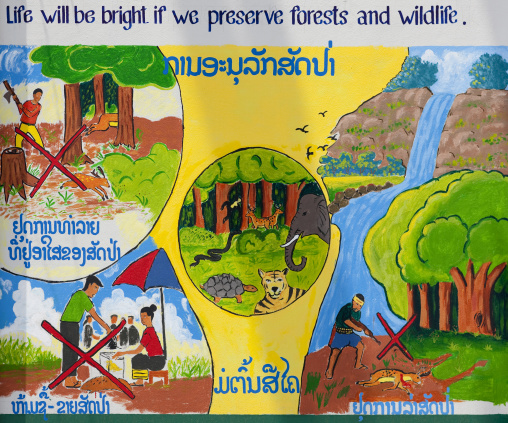 Ecology propaganda poster, Vientiane, Laos