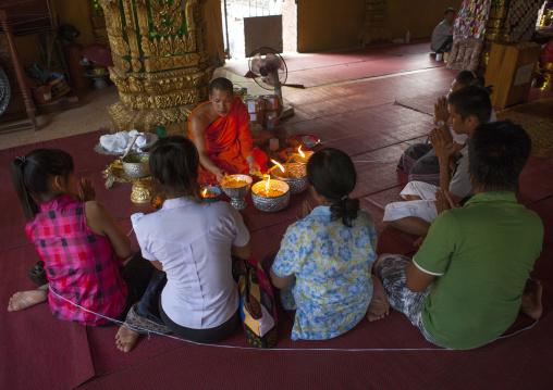 Baci ceremony in vat si muang, Vientiane, Laos