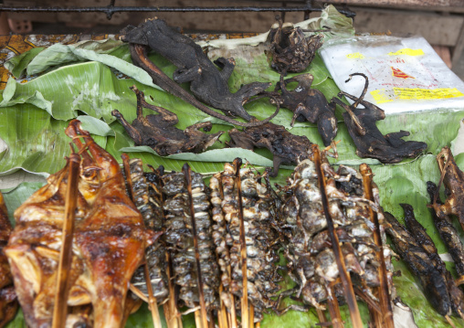 Rats for sale in a market, Pakse, Laos