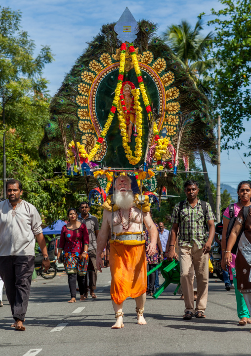 Devotee Kavadi Australian Bearer At Thaipusam Hindu Religious Festival In Batu Caves, Southeast Asia, Kuala Lumpur, Malaysia