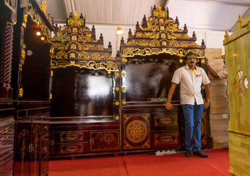 Furniture Shop Seller During Annual Thaipusam Religious Festival In Batu Caves, Southeast Asia, Kuala Lumpur, Malaysia