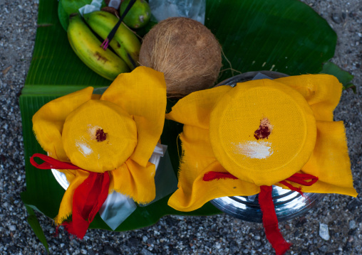 Hindu Offerings In Annual Thaipusam Religious Festival In Batu Caves, Southeast Asia, Kuala Lumpur, Malaysia