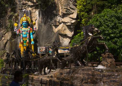 Colorful Statue Of Shiva Hindu God In Batu Caves, Southeast Asia, Kuala Lumpur, Malaysia