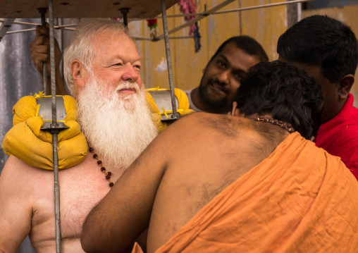 Carl, An Australian Hindu Devotee Carrying A Kavadi In Annual Thaipusam Religious Festival In Batu Caves, Southeast Asia, Kuala Lumpur, Malaysia