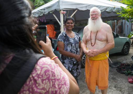 Carl, An Australian Hindu Devotee Pausing For A Photo Souvenir In Annual Thaipusam Religious Festival In Batu Caves, Southeast Asia, Kuala Lumpur, Malaysia