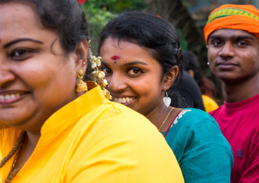 Portrait Of A Shy Girl In Batu Caves In Annual Thaipusam Religious Festival, Southeast Asia, Kuala Lumpur, Malaysia