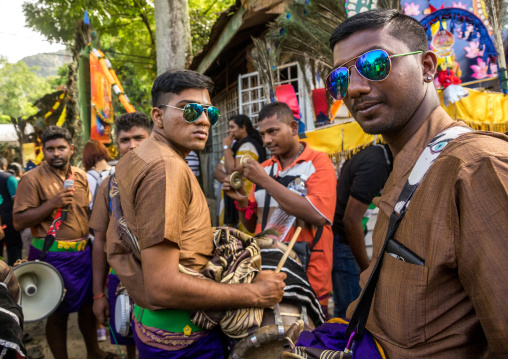 Musicians In Batu Caves In Annual Thaipusam Religious Festival, Southeast Asia, Kuala Lumpur, Malaysia