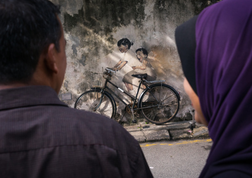 Children On Bike Street Arwotk By Lithuanian Artist Ernest Zacharevic, Penang Island, George Town, Malaysia