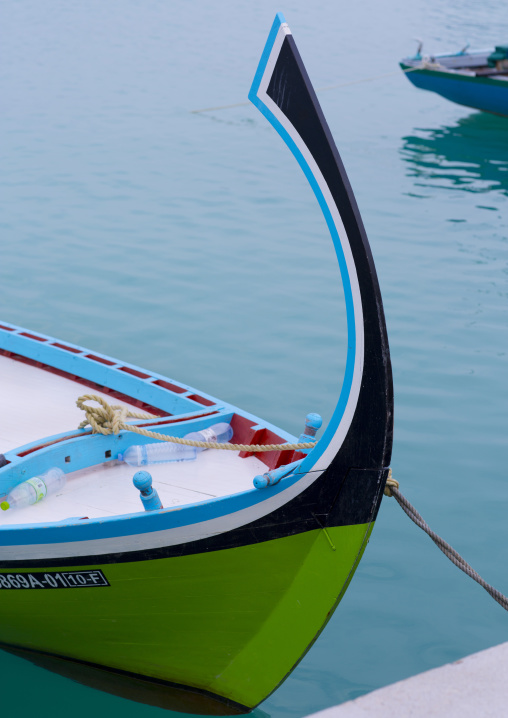 Traditional Dhoni Moored At Port, Eydhafushi Island, Baa Atoll, Maldives