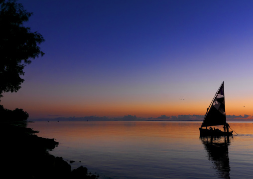 Dhow Sailing In The Sunrise, Vilanculos, Inhambane province, Mozambique