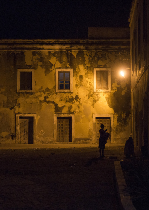 Old Portuguese Colonial Buildings At Night, Ilha de Mocambique, Nampula Province, Mozambique