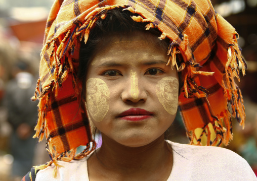 Girl With Thanaka On Cheeks, Taunggyi, Myanmar