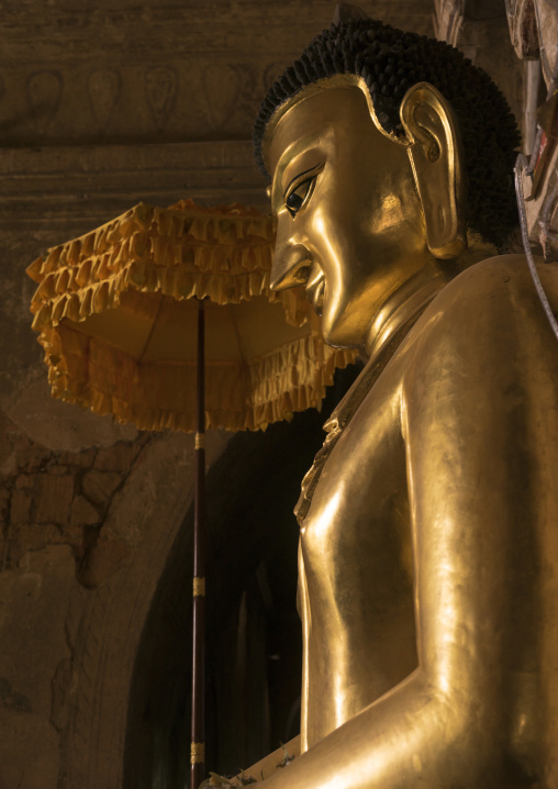 Golden Buddha Inside A Temple, Bagan, Myanmar