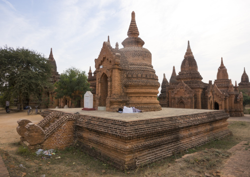 Man Sleeping On A Temple, Bagan, Myanmar