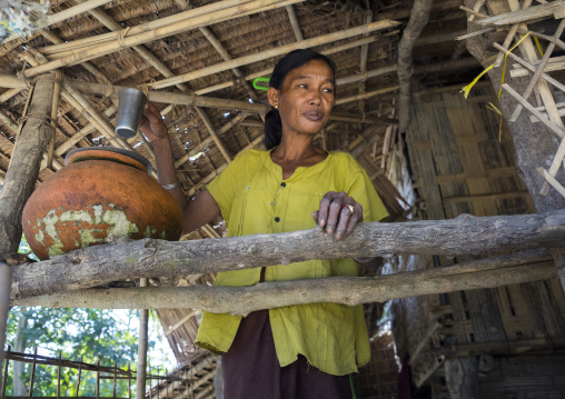 Woman Drinking Water, Mrauk U, Myanmar