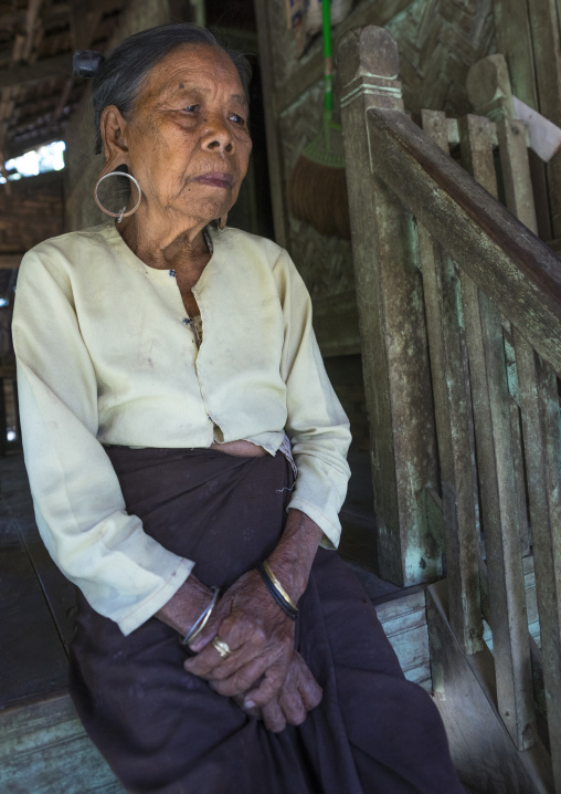 Old Woman With Huge Ear Rings, Mrauk U, Myanmar