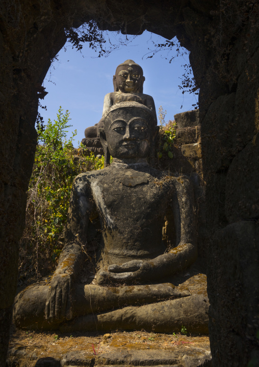 Giant Buddhas Statues Outside Kothaung Temple, Mrauk U, Myanmar