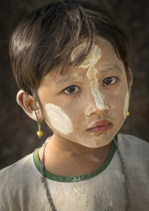 Girl With Thanaka On The Face, Mrauk U, Myanmar