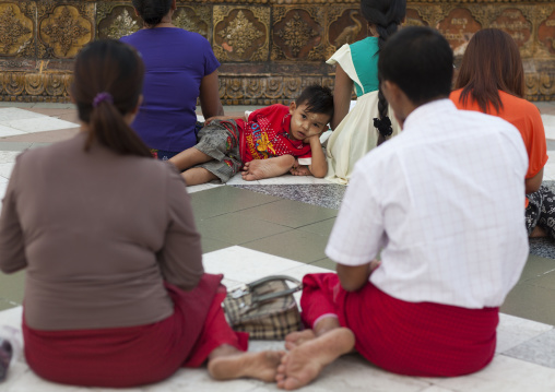 People Praying At The Shwedagon Pagoda, Yangon, Myanmar