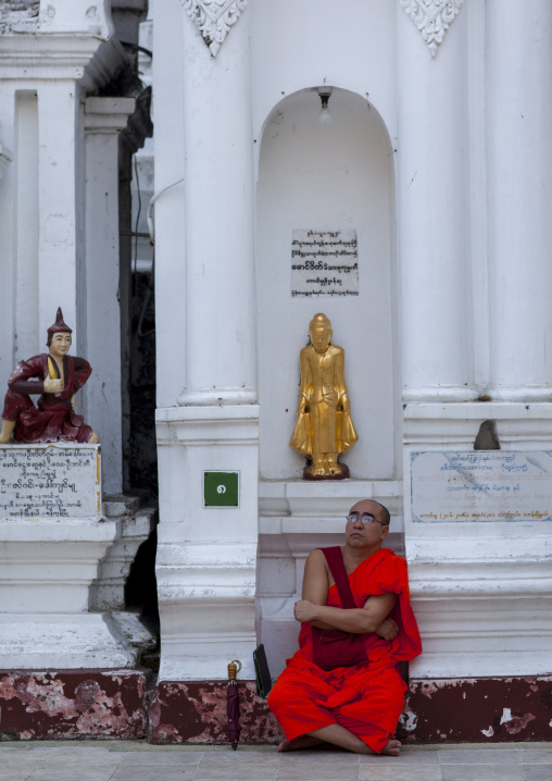 Monk In Shwedagon Pagoda, Yangon, Myanmar