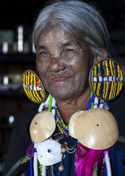 Yun Eian From Magan Tribe With Facial Tatoo, Mindat, Myanmar