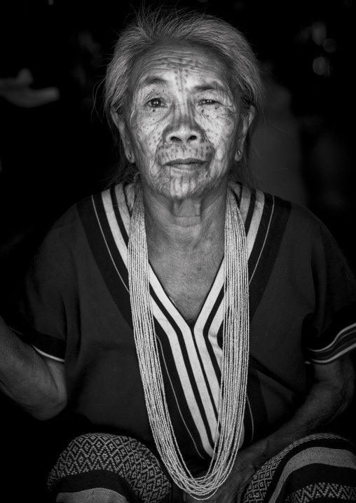 Tribal Chin Woman From Muun Tribe With Tattoo On The Face, Mindat, Myanmar