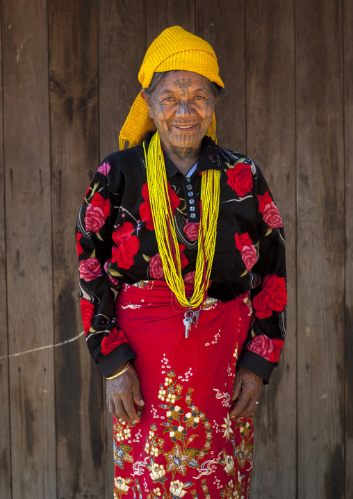 Tribal Chin Woman From Muun Tribe With Tattoo On The Face, Mindat, Myanmar