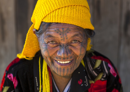 Tribal Chin Woman From Muun Tribe With Tattoo On The Face, Mindat, Myanmar