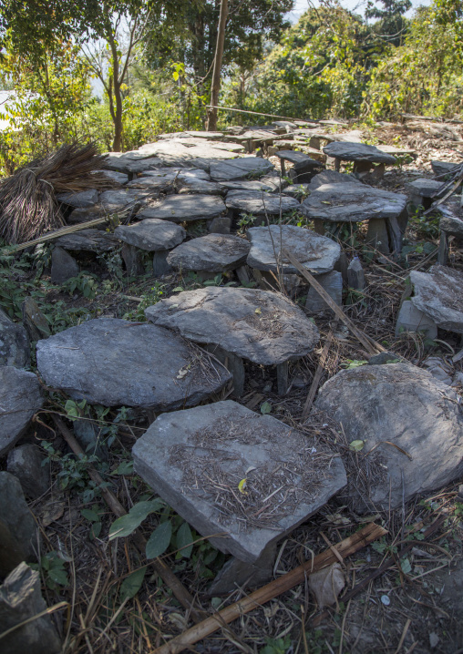 Traditional Cemetery Made Of Stones In Chin Tribe, Mindat, Myanmar