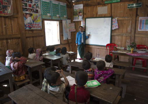 Chin Children In A Classroom, Mindat, Myanamar