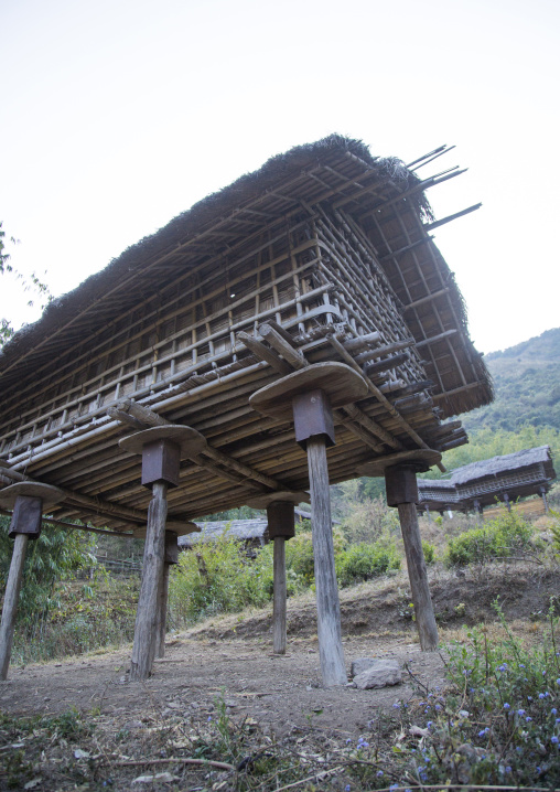 Traditional Wooden Warehouse On Stilts, Mindat, Myanmar