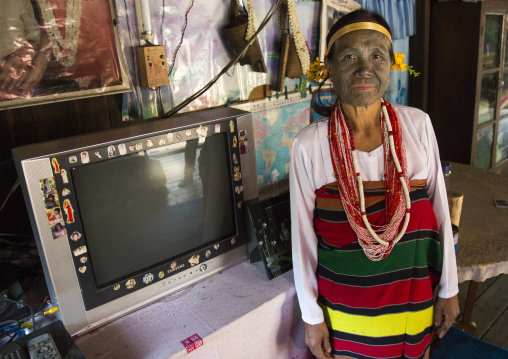 Miss Heu From Muun Tribe With Tattoo On The Face, Kanpelet, Myanmar