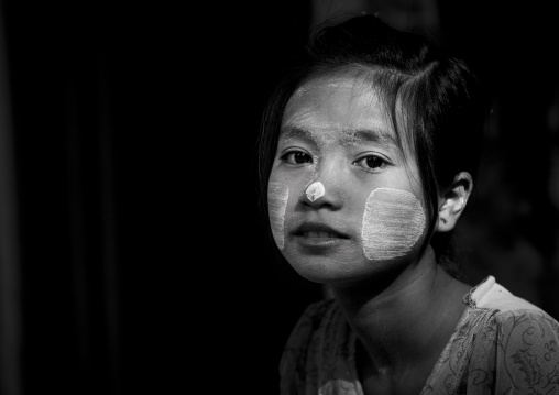 Girl With Thanaka On Cheeks, Ngapali, Myanmar