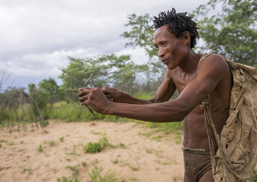 Bushman With A Small Bow They Use To Declare Their Love, Tsumkwe, Namibia