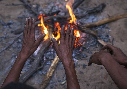 Bushman Hands Around A Fire, Tsumkwe, Namibia