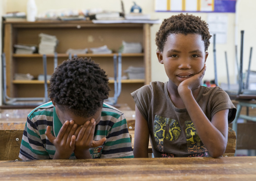 Bushman Children In A Classroom, Grashoek Primary School., Namibia