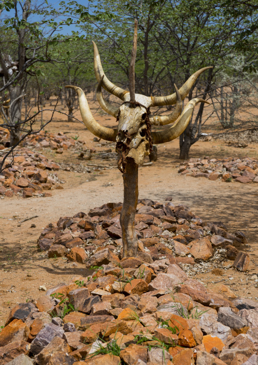 Himba Graves With Cow Horns, Epupa, Namibia