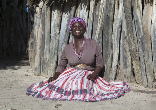 Ovambo Woman With Traditionnal Clothing, Ondangwa, Namibia