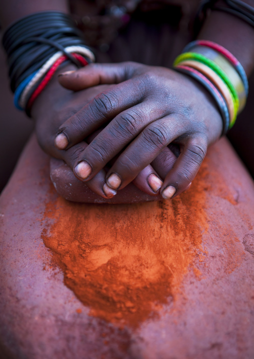 Himba Woman Making Otjize, Epupa, Namibia