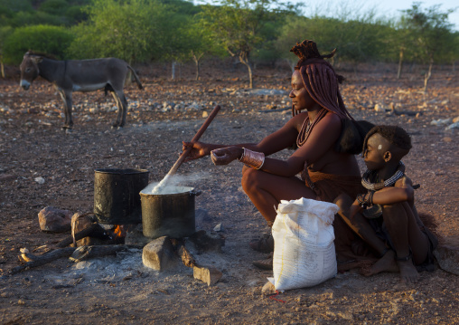 Himba Woman Cooking, Epupa, Namibia