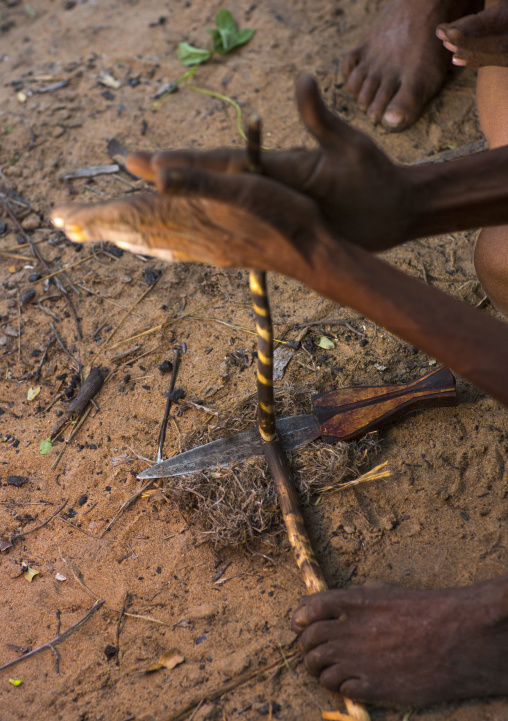 Bushmen Making Fire, Tsumkwe, Namibia