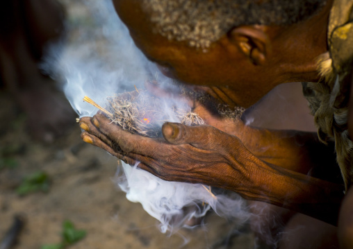 Bushmen Making Fire, Tsumkwe, Namibia